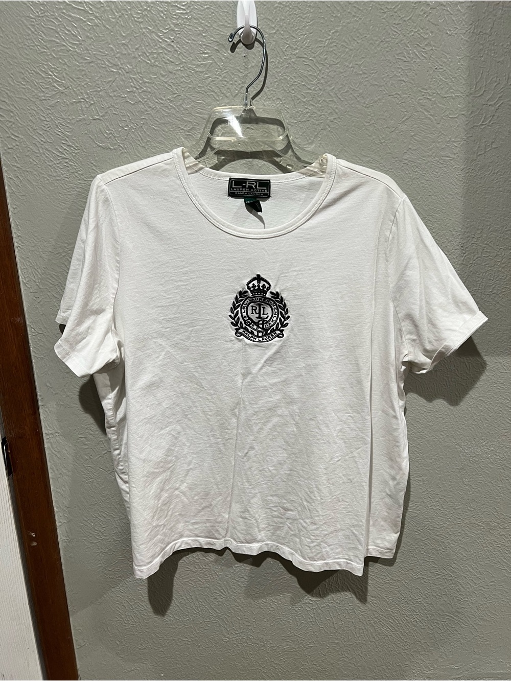 Ralph Lauren White Short Sleeve Tee with Black Crest Size 2XL EUC